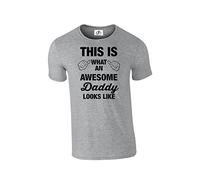 H&D This is What an Awesome Daddy Looks Like Dad T Shirt (A.Daddy,T-Shirt) Grey