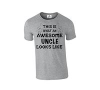 H&D This is What an Awesome Uncle Looks Like T Shirt (A.Uncle,T-Shirt) Grey