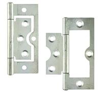 H&E™ 3" x 2.1/16" Inch - 75mm x 53mm x 1.4mm Easy Fit Button Head Flush Hinges 1 Pair (2 Hinges) Bright Zinc On Steel
