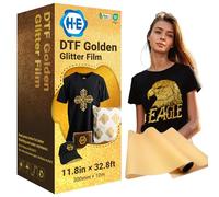 H-E Golden Glitter DTF Transfer Film 13in x 32.8ft DTF Golden Glitter Film Paper Roll, Cold Peel DTF Glitter Golden Transfer Film Coated with Golden Glitter