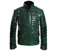 H.E Heritage Green Men's Military Style Designer Steampunk Gothic Real Vintage Cowhide Glazed Leather Parade Jacket (SIZES: XS TO 5XL Available) (L)