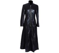 H.E Trinity Lady Matrix Black Ladies Women's Smart Casual Full Length Real Lambskin Leather Movie Film Overcoat Long Flare Coat (SIZES: 8 TO 22 Available) (Size: 8)