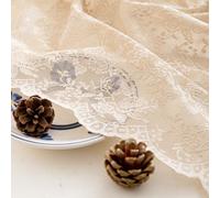 H.ebony Beige Lace Curtains 72 inch Length Victorian Flower Voile Sheer Curtains Privacy Lace Curtain for Dining Room Bathroom Bay Window Farmhouse Floral Vintage Country Room Decor 52 x 72 Inch