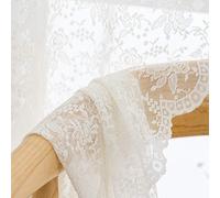 H.ebony Beige Rose Lace Cafe Sheer Curtains Window Drapes for Bedroom Living Room Rod Pocket Retro Style Vintage to Light Filtering Airy Set of 2 Panels 45 Inch Long Ivory