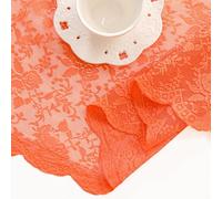 H.ebony Burnt Orange Sheer Curtains 45 Inch Length for Kitchen Window, Country Rustic Floral Rust Sheer Lace Curtains, Rod Pocket Privacy Short Lace Panels, 52 x 45 Inch, 2 Panels, Burnt Orange