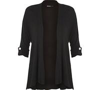 H&F Girl ®New Ladies Plus Size Short Sleeve Button Open Cardigan Womens Stretch Top - Sizes 12-28 Black