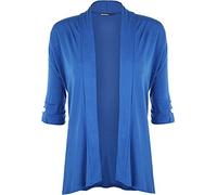 H&F Girl ®New Ladies Plus Size Short Sleeve Button Open Cardigan Womens Stretch Top - Sizes 12-28 Blue