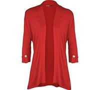 H&F Girl ®New Ladies Plus Size Short Sleeve Button Open Cardigan Womens Stretch Top - Sizes 12-28 Red