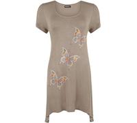 H&F GIRL Women Ladies Butterfly Print Plain Stretchy Asymmetric Cap Sleeve Scoop Neck Hanky Hem Flared Sequin Studded Swing Tunic T Shirt Top Plus Size 12 14 16 18 20 22 24 26 28 30 XL XXL XXXL XXXXL