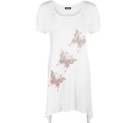 H&F GIRL Women Ladies Butterfly Print Plain Stretchy Asymmetric Cap Sleeve Scoop Neck Hanky Hem Flared Sequin Studded Swing Tunic T Shirt Top Plus Size 12 14 16 18 20 22 24 26 28 30 XL XXL XXXL XXXXL