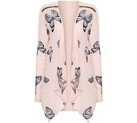 H&F GIRL Women Ladies Plain Open Drape Waterfall Asymmetric Hanky Hem Zipped Shoulder Butterfly Print Long Sleeve Truly Plus Size Sheer Blazer Cardigan Top XL XXL XXXL XXXXL 14 16 18 20 22 24 26 28