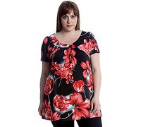 H&F Girls ® New Women Ladies Plus Size Short Sleeves Stretch Round Scoop Neckline Floral Print Long Smock Tunic T-Shirt Top Size UK 14 16 18 20 22-24 26-28 (Grey Snake, 22-24)