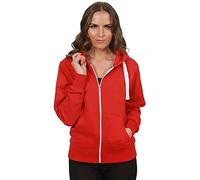 H&F Girls Women Ladies Plain Full Sleeve 2 Pocket Zip Up Plus Size Fleece Hoodie Jacket Cardigan Winter Top Plus Size XL XXL XXXL 8-22 ** 21 Colors ** Red