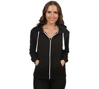 H&F Girls Women Ladies Plain Full Sleeve 2 Pocket Zip Up Plus Size Fleece Hoodie Jacket Cardigan Winter Top Plus Size XL XXL XXXL 8-22 ** 21 Colors ** Black