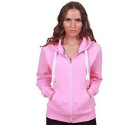 H&F Girls Women Ladies Plain Full Sleeve 2 Pocket Zip Up Plus Size Fleece Hoodie Jacket Cardigan Winter Top Plus Size XL XXL XXXL 8-22 ** 21 Colors ** Baby-Pink