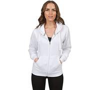 H&F Girls Women Ladies Plain Full Sleeve 2 Pocket Zip Up Plus Size Fleece Hoodie Jacket Cardigan Winter Top Plus Size XL XXL XXXL 8-22 ** 21 Colors ** White