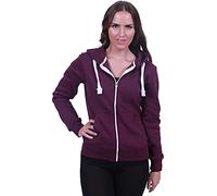 H&F Girls Women Ladies Plain Full Sleeve 2 Pocket Zip Up Plus Size Fleece Hoodie Jacket Cardigan Winter Top Plus Size XL XXL XXXL 8-22 ** 21 Colors ** Purple