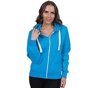 H&F Girls Women Ladies Plain Full Sleeve 2 Pocket Zip Up Plus Size Fleece Hoodie Jacket Cardigan Winter Top Plus Size XL XXL XXXL 8-22 ** 21 Colors ** Sky-Blue