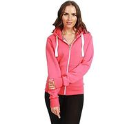 H&F Girls Women Ladies Plain Full Sleeve 2 Pocket Zip Up Plus Size Fleece Hoodie Jacket Cardigan Winter Top Plus Size XL XXL XXXL 8-22 ** 21 Colors ** Coral