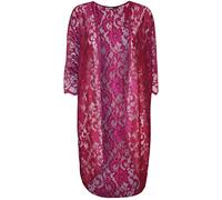 H&F Girls Women Ladies Short Sleeve Long Hip Length Open Drape Waterfall Laced Floral Plain Cardigan Jacket Shirt Dress Top Truly Plus Size 14 16 18 20 22 24 26 28 XL XXL XXXL XXXXL Magenta