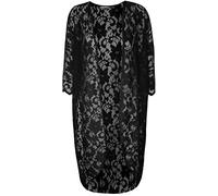 H&F Girls Women Ladies Short Sleeve Long Hip Length Open Drape Waterfall Laced Floral Plain Cardigan Jacket Shirt Dress Top Truly Plus Size 14 16 18 20 22 24 26 28 XL XXL XXXL XXXXL Black