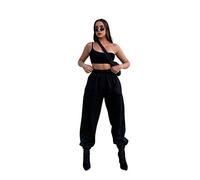 H&F Girls Womens Fleece Casual Oversized Jogging Joggers Tracksuit Bottoms Ladies Jog Pants Sweatpants Yoga Pants Elastic Waist 2 Side Pockets Jogger Plus Size 6-28 (30-32, Black)
