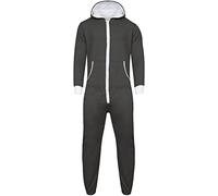 H&F Girls Womens Ladies Aztec Print Hooded Zip Up Zipped Onesie Jumpsuit Plus Size XL XXL XXXL XXXXL XXXXXL 8-22 (S, Plain Charcoal)