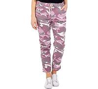 H&F Ladies Italian Crushed Stretch Camouflage, Leopard Print Magic Trousers Women’s Active High Waist Casual Summer Joggers Pants Drawstrings Belt Running Pants UK 8-22
