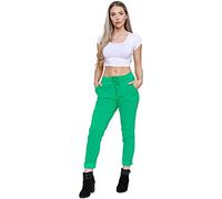 H&F Ladies Italian Crushed Stretch Magic Trousers Women’s Active Yoga High Waist Lagenlook Casual Summer Joggers Pants Drawstrings Belt Running Sweatpants UK 8-22 (20-22, Jade Green)
