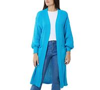 H&F Long Cardigan for Women New Ladies Classic Open Front Boyfriend Balloon Sleeve Chunky Knitted Maxi Longline Floaty Cardigan with 2 Side Pockets Loose Long Sleeve Size 8-22 (Turquoise, OneSize)