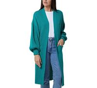 H&F Long Cardigan for Women New Ladies Classic Open Front Boyfriend Balloon Sleeve Chunky Knitted Maxi Longline Floaty Cardigan With 2 Side Pockets Loose Long Sleeve Size 8-22 (Emerald Green, OneSize)