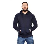 H&F ® Men’s Classic Front Metal Zip Hooded Sweatshirt Jumper Plain Front Open Hoodie and 2 Side Pocket Size- S M L XL (Navy Blue, XL)