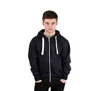 H&F Men’s Classic Plain Long Sleeve Hooded Drawstring Sweatshirt Pullover & Full Zip Hoodie Fleece Jumper Soft and Comfy Adult Top 2 Side Pocket Work Wear Jackets Size S-5XL (Zipper Navy, M)