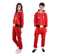 H&F Men Women Ladies Unisex Xmas Christmas Santa Father Elf Pyjamas Costume Out Fit Long Sleeves Gift Zip up Hooded Pom Pom Strings Jumpsuit Party Onesie Plus Size XL XXL 8 10 12 14 16 18 20 22
