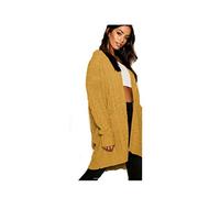 H&F ® New Women Ladies Long Sleeve 2 Side Pocket Chunky Cable Knitted Oversize Baggy Open Boyfriend Cardigan Size-16-18 20-22 24-26 (Mustard, 16-18)