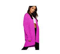 H&F ® New Women Ladies Long Sleeve 2 Side Pocket Chunky Cable Knitted Oversize Baggy Open Boyfriend Cardigan Size-16-18 20-22 24-26 (Mulberry, 20-22)