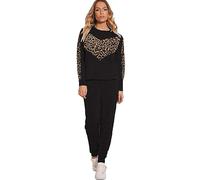 H&F ® New Women Ladies Long Sleeve Like a Boss Printed Tracksuit 2 Piece Loungwear Size UK 14 16 18 20 22-24 26-28 (V Patch Leopard Black, 14)