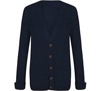 H&F New Women’s Ladies Long Sleeves Chunky Aran Cable Knitted Button Grandad Cardigan Plus Size 8-26 (20-22, Navy)