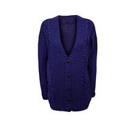 H&F New Women’s Ladies Long Sleeves Chunky Aran Cable Knitted Button Grandad Cardigan Plus Size 8-26(8-10) Royal Blue
