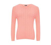 H&F ® New Women's Ladies Chunky Cable Knitted Long Sleeve Crew Neck Jumper Warm Winter Wear Jumper Sweater Top Size 16-18 18-20 22-24 (Baby Pink, 20-22)