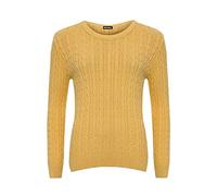 H&F ® New Women's Ladies Chunky Cable Knitted Long Sleeve Crew Neck Jumper Warm Winter Wear Jumper Sweater Top Size 16-18 18-20 22-24 (Mustard, 18-20)