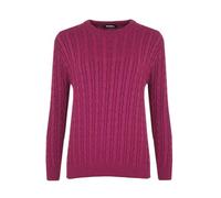 H&F ® New Women's Ladies Chunky Cable Knitted Long Sleeve Crew Neck Jumper Warm Winter Wear Jumper Sweater Top Size 16-18 18-20 22-24 (Magenta, 18-20)