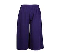 H&F ®New Womens Plus Size Cropped Plain Elasticated Waist Stretch Ladies Mini Culottes Shorts Size-12-14 16-18 20-22 24-26 28-30 Purple