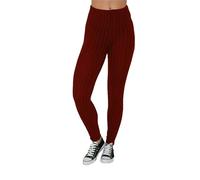 H&F Women’s Chunky Knitted Ribbed Thick Plain Full-Length Leggings Stretchy Warm Winter Pants Size 8-22