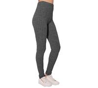 H&F Women’s Chunky Knitted Ribbed Thick Plain Full-Length Leggings Stretchy Warm Winter Pants Size (Charcoal, 8-10)