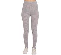 H&F Women’s Chunky Knitted Ribbed Thick Plain Full-Length Leggings Stretchy Warm Winter Pants Size (Grey, 16-18)