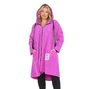 H&F Women’s Italian Long Length Zip Up Hooded Ribbon Cord Lightweight Waterproof Hope Raincoat Jacket Reusable Breathable Outdoor Rain Mac Size (Fuchsia, 8-14)