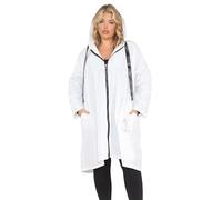 H&F Women’s Italian Long Length Zip Up Hooded Ribbon Cord Lightweight Waterproof Hope Raincoat Jacket Reusable Breathable Outdoor Rain Mac Size (White, 16-26)