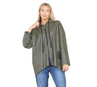H&F Women’s Italian Long Sleeve Zip Up Hooded Lightweight Waterproof Hope Raincoats Jacket Reusable Breathable Raincoat Outdoor Coats (Khaki, 12-14)