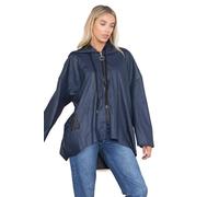 H&F Women’s Italian Long Sleeve Zip Up Hooded Lightweight Waterproof Hope Raincoats Jacket Reusable Breathable Raincoat Outdoor Coats (Navy, 16-18)